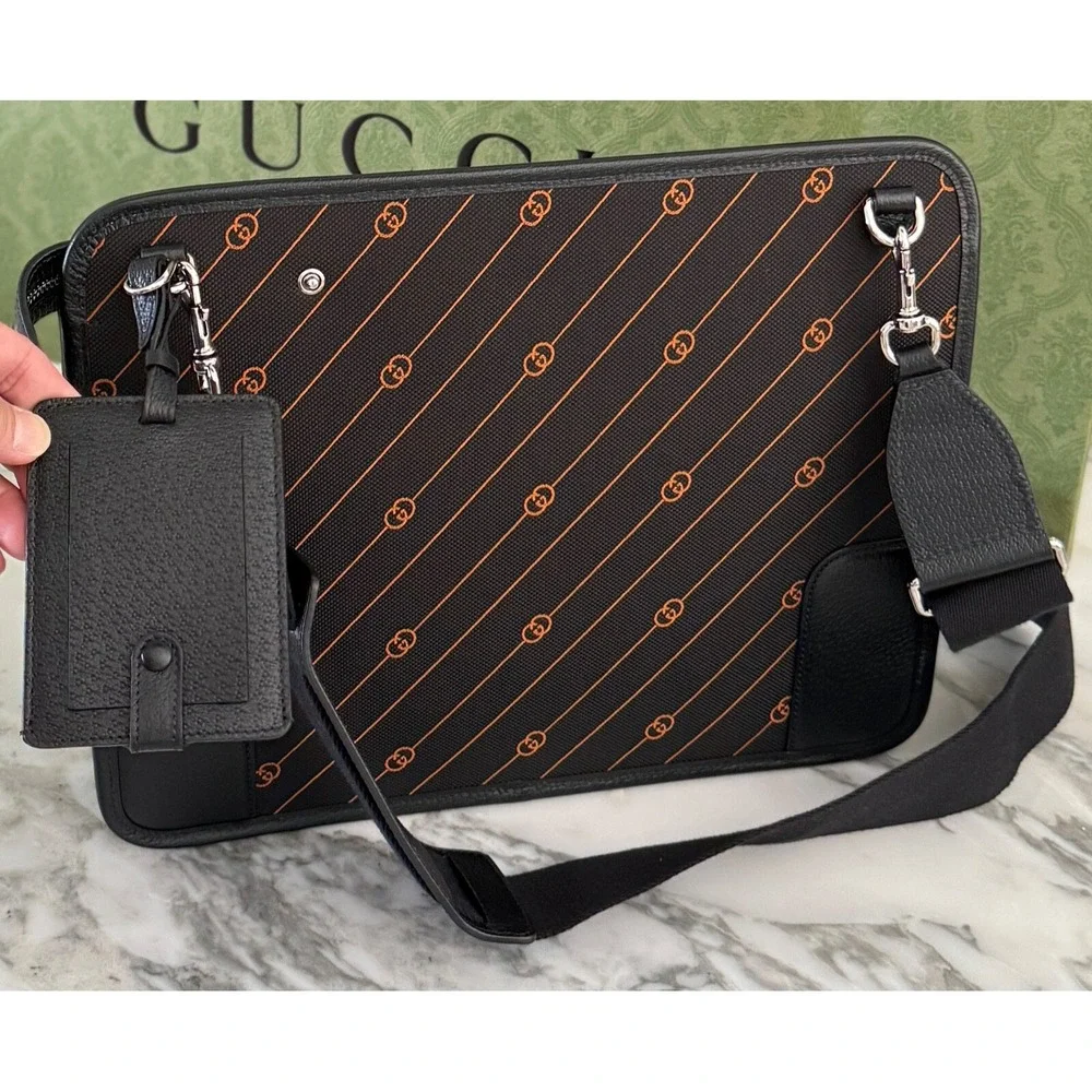 NWT Gucci 752595 Unisex Interlocking Medium GG Messenger Bag‎